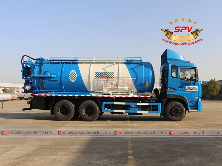 16 CBM Combined Vacuum Jetting Truck DongFeng - Right Side View